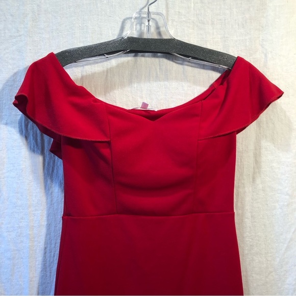 Emerald Sundae off the shoulder bodycon red dress peplum hemline juniors XS - Picture 5 of 10